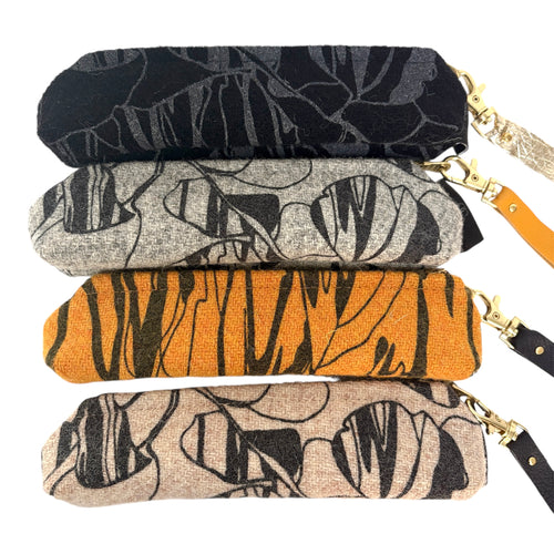 Poppy Silkscreen Printed Harris Tweed Pouch